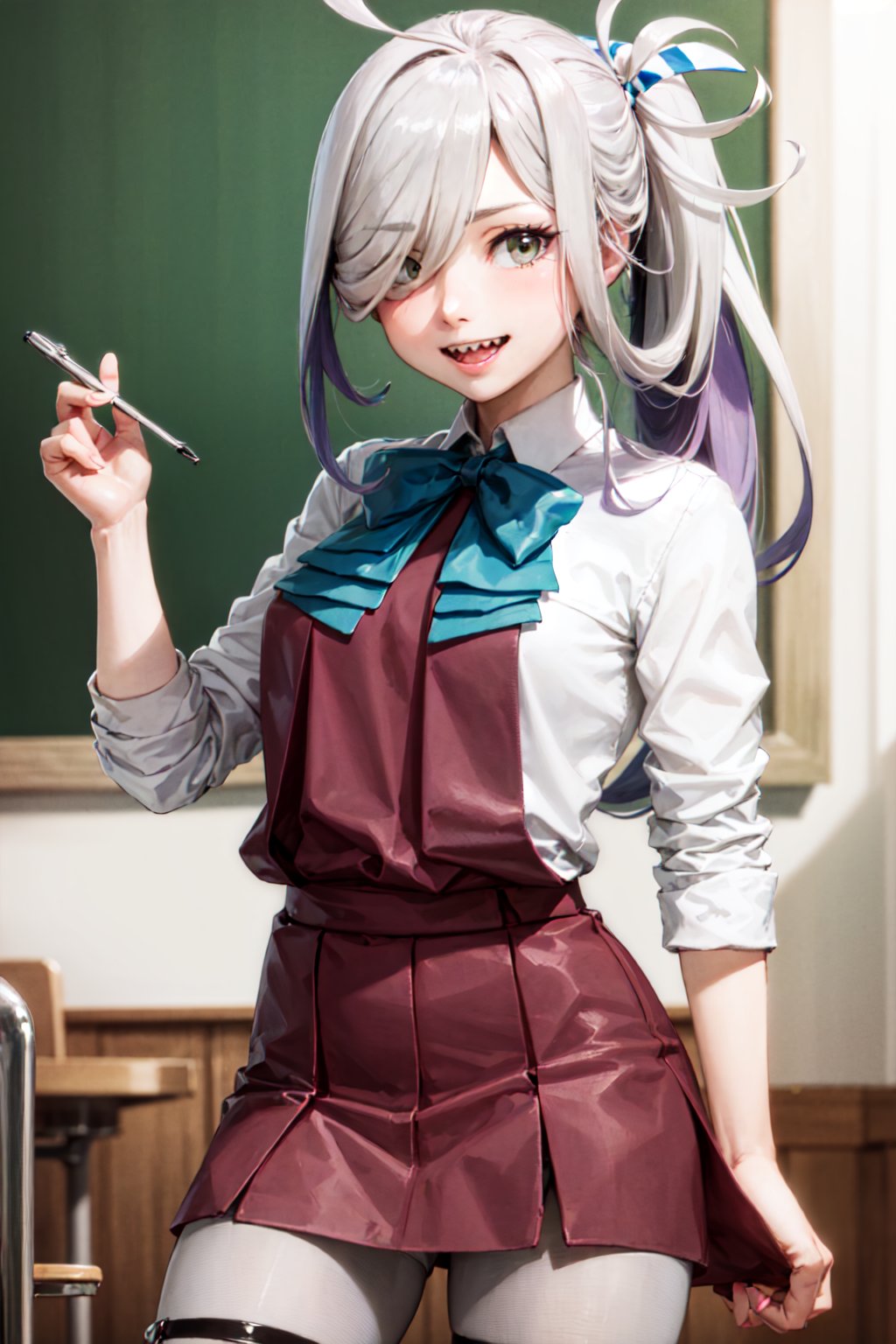 00074-1253863410-(masterpiece, best quality_1.2), , cowboy shot, solo, 1girl, asashimo, sharp teeth, grin, looking at viewer, hair over one eye,.jpg